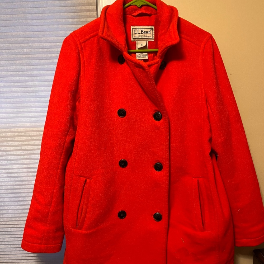 Women's L.L.Bean Fleece Peacoat (Red)